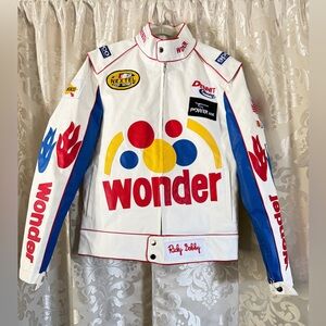 Ricky Bobby Talladega Nights Jacket Mens M  Faux Leather Racing Wonder/D035